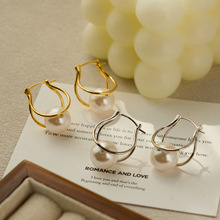 925纯银耳饰 法式气质经典双圆珠珠耳扣优雅轻奢百搭小众简约耳环