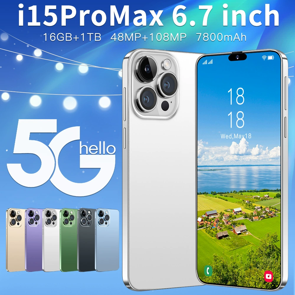 Смартфон i15 ProMax 6.7" (i15) — 16ГБ+1ТБ, 5G, камеры 48МП/108МП
