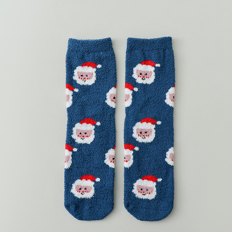 Nuevos calcetines rectos de terciopelo bilaterales de Navidad para mujer transfronterizos Otoño e Invierno Muñeco de nieve recto para mujer Calcetines navideños de media pantorrilla de estilo coreano