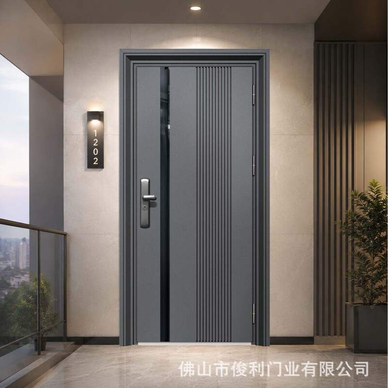 Gray Stainless Steel Anti-Theft Door, Korean-Style Stainless Steel Entrance Door, Self-Built House Main Door, Smart Anti-Theft Door Gray Stainless Steel Anti-Theft Door, Korean-Style Stainless Steel Entrance Door, Self-Built House Main Door, Smart Anti-Theft Door