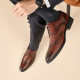 Top layer cowhide handmade men's shoes new brogue carved business formal leather shoes men's pointed toe youth Derby shoes fashion
