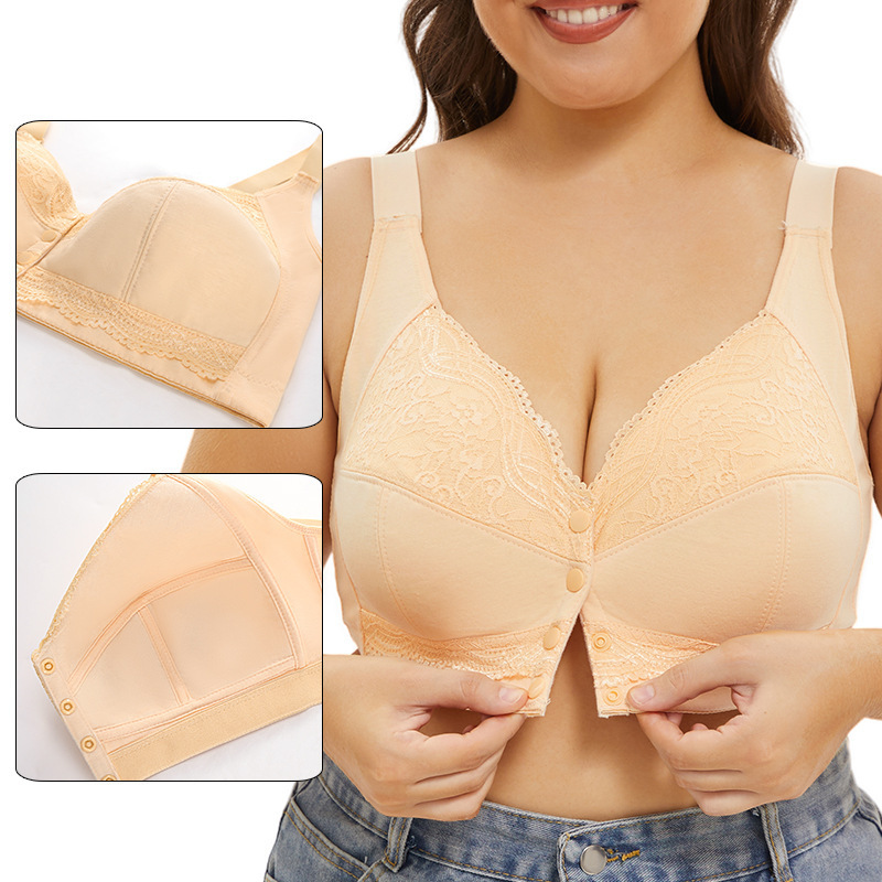 European and American Size Cross-Border Popular A-G Cup 34-50 Extra Large Size Bra Large Cup Front Buckle Lace Fashion Intimates