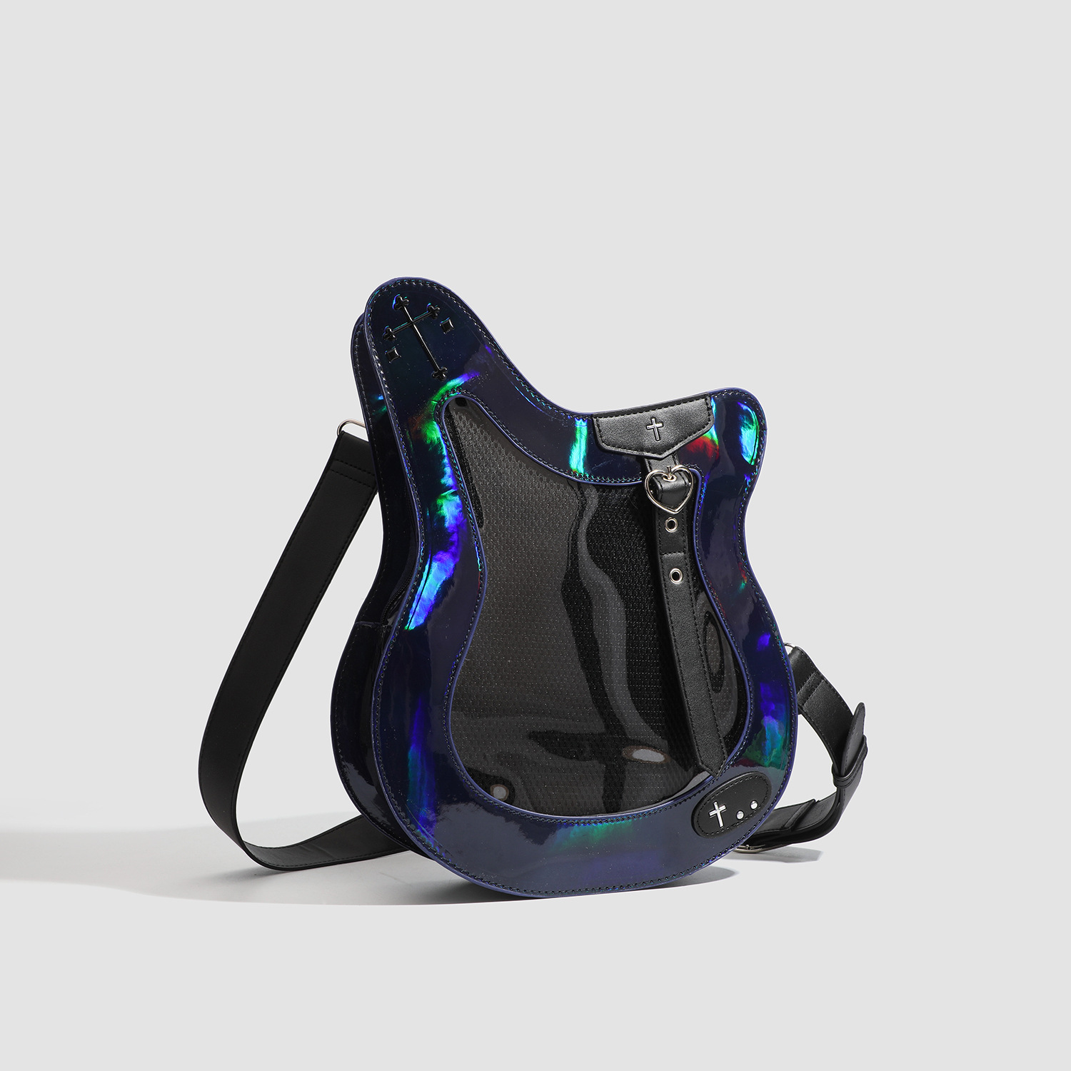 Bass Ita Bag Laser Shoulder Crossbody Bag For Photocards, Badges, Anime Merch, Sweet & Cool Guitar-Shaped Trendy Girl's Bag - Thumbnail 3