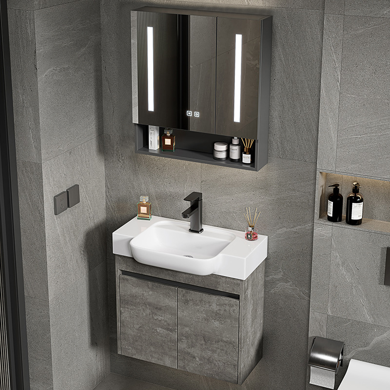 gabinete de baño de aluminio espacial de casa pequeña combinación de lavabo de cerámica lavabo transfronterizo lavabo ultra estrecho lavabo