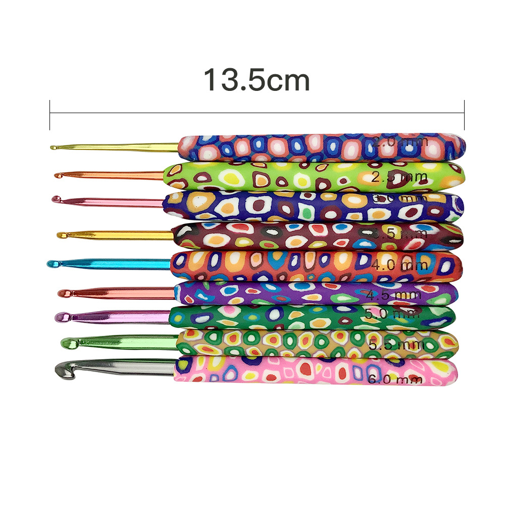 Nuevos productos transfronterizos de cerámica blanda DIY mano de barro de cerámica de color manija ganchillo 9 bolsas OPP agujas de cerámica blanda Amazon