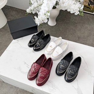 2025 Tweed Style Loafers Women's Shoes 2025 Thick-Soled Genuine Leather Deep-Mouth Women's Fashion Small Leather Shoes Comfortable and Classic