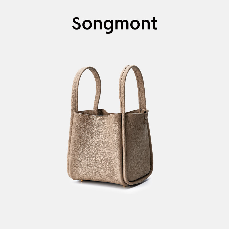 Songmont 山下裕松 中型野菜かごシリーズ 第一層牛革 新ロックバックル 大容量ポータブルバケットバッグ|undefined