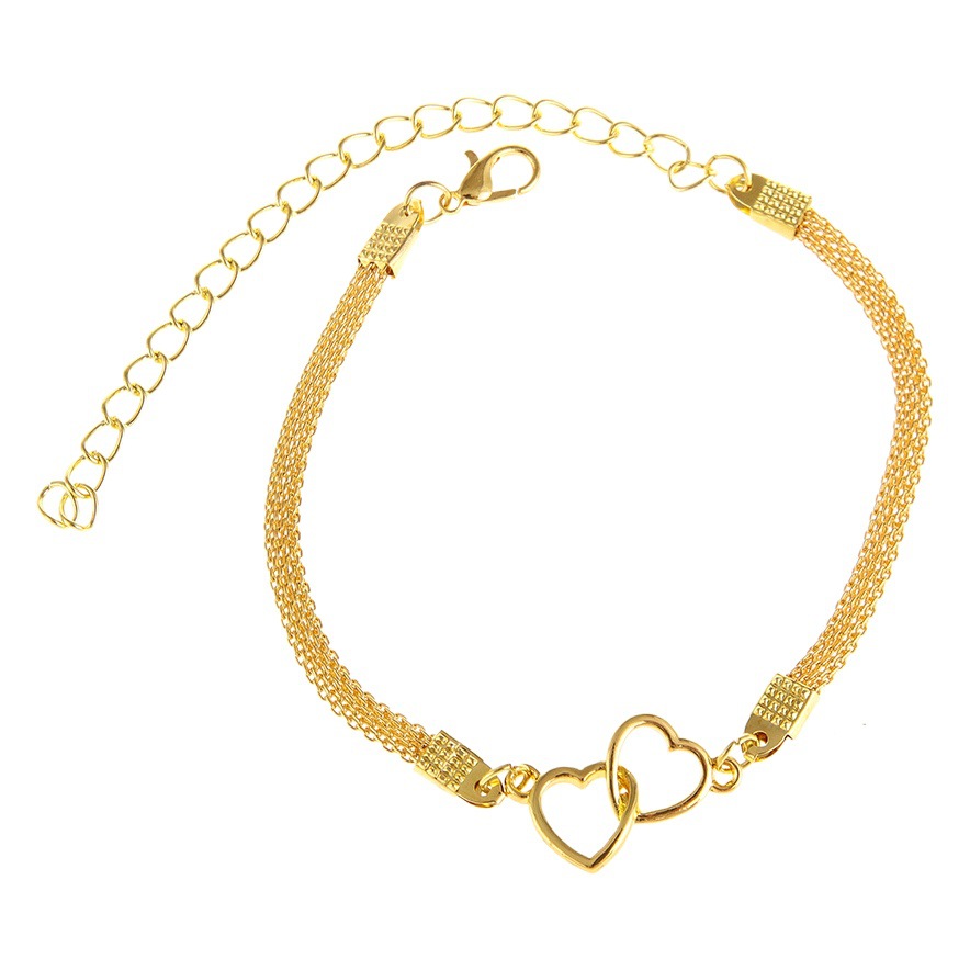 European and American Cross-border AliExpress Explosive Anklet Fashion Flat Chain Two Love Ankle Chain Beach Anklet