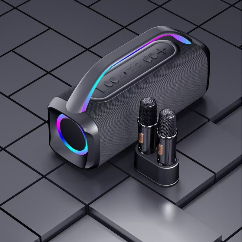 Boombox993K Export Wireless Bluetooth Karaoke Speaker with Base Charging Dual Microphone Portable Portable Subwoofer Boombox993K Export Wireless Bluetooth Karaoke Speaker with Base Charging Dual Microphone Portable Portable Subwoofer