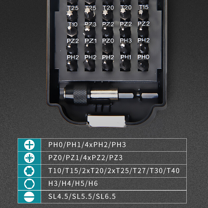 마키타 31 조각 세트 배치 헤드 B- 69901 스크류 드라이버 헤드 전기 나사 빈 배터리 상자 충격 스크루 드라이버