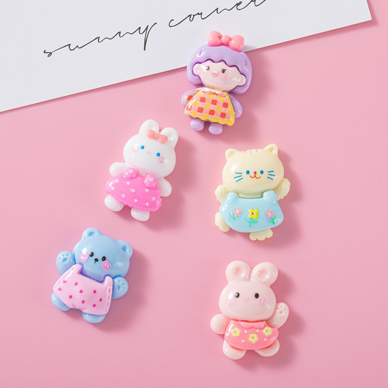 Nuevo dibujos animados niña conejo DIY crema pegamento resina accesorios pelo cuerda accesorios taza parche material hecho a mano