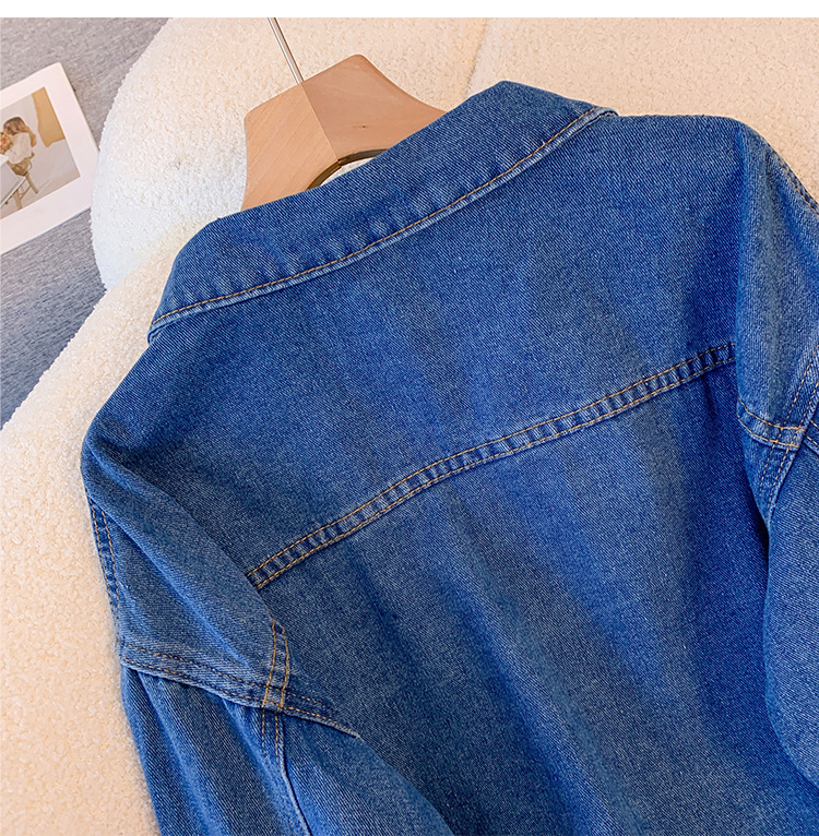 Damenbekleidung 130 320 Große Damen-Casual-Jeansjacke im Frühlings- und Herbststil, leicht fettes Mädchen, Nageldiamant, frischer, fauler Stil_voghion.com