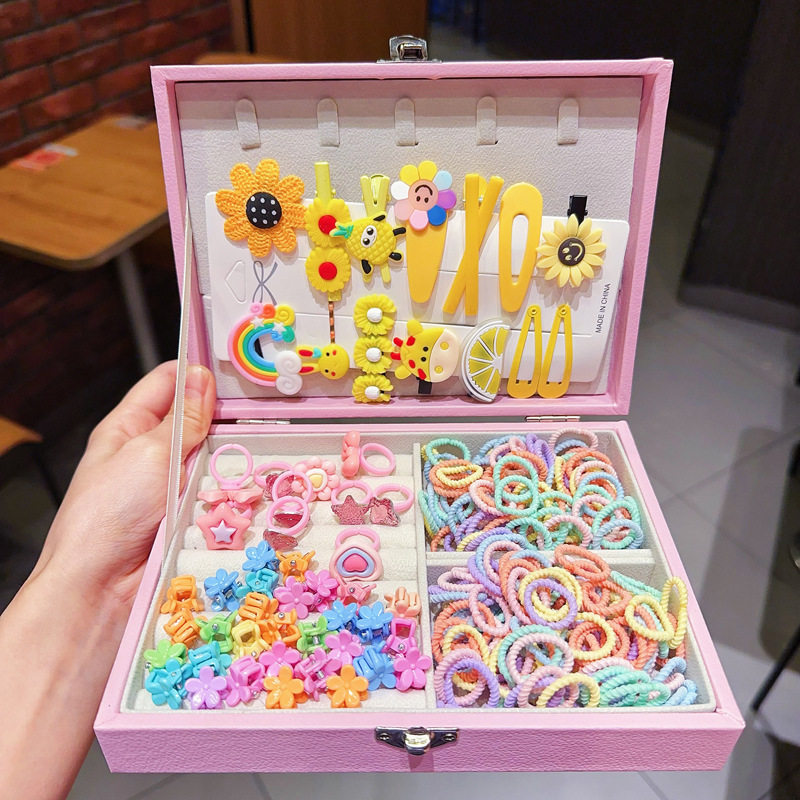 Caja de regalo para niños Jewelry Set linda niña pequeña regalo de cumpleaños princesa cabello cabello cuerda caja de joyería de alta gama
