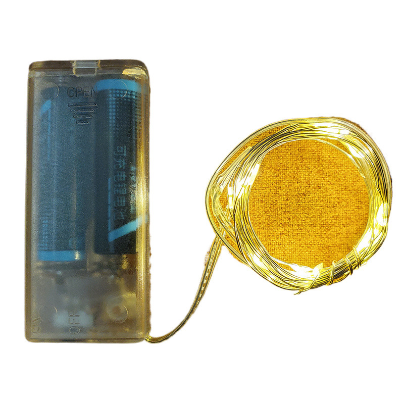Lámpara de alambre de cobre LED Caja de batería Lámpara de alambre de cobre Cadena de luz Balcón Patio interior Camping Linternas multifuncionales de vacaciones Lámpara de estrella