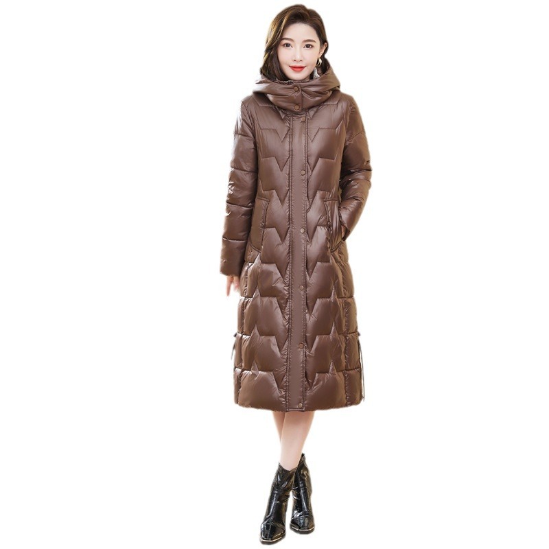 Chaqueta de algodón de pluma para mujeres más largo de la rodilla 2024 invierno nuevo chaqueta de algodón delgada coreana de gran tamaño grueso abrigo de algodón