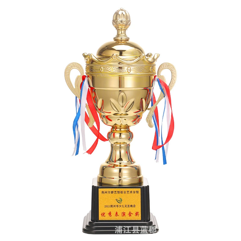 Creative metal trophy for basketball and football competition honor gold cup for children kindergarten