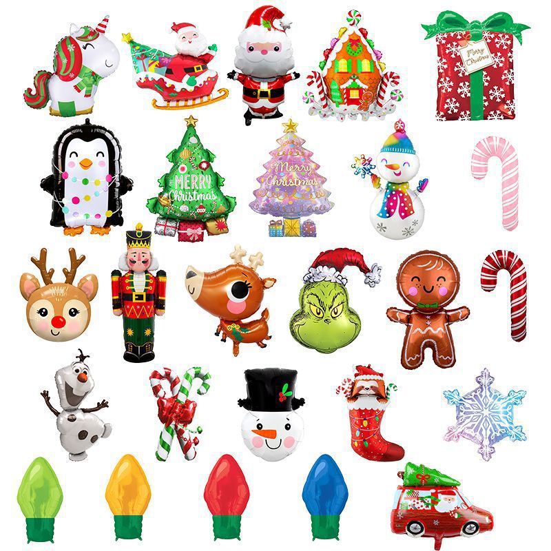New Christmas balloon snowflake elk pull cart light bulb gingerbread man Christmas tree light bulb snowflake party decoration