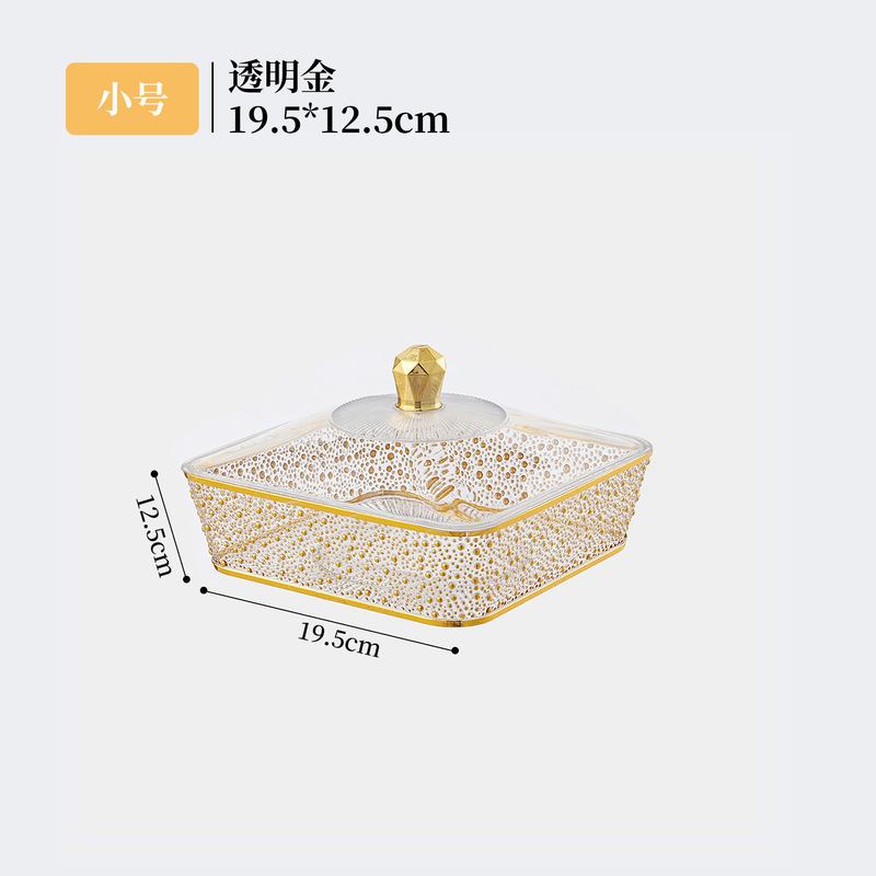 派对带盖果盘 塑料PET透明方形可叠加水果盘书籍配饰整理盒子批发|undefined