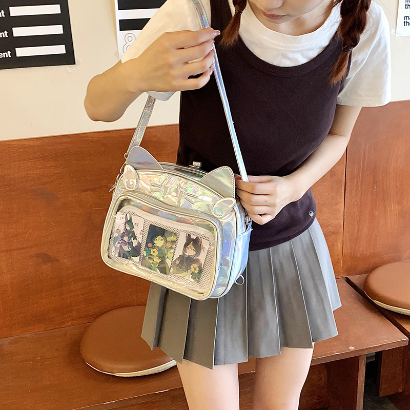 学院风吧唧谷子双肩包猫咪单肩斜挎痛包小食量学生背包潮休闲百搭
