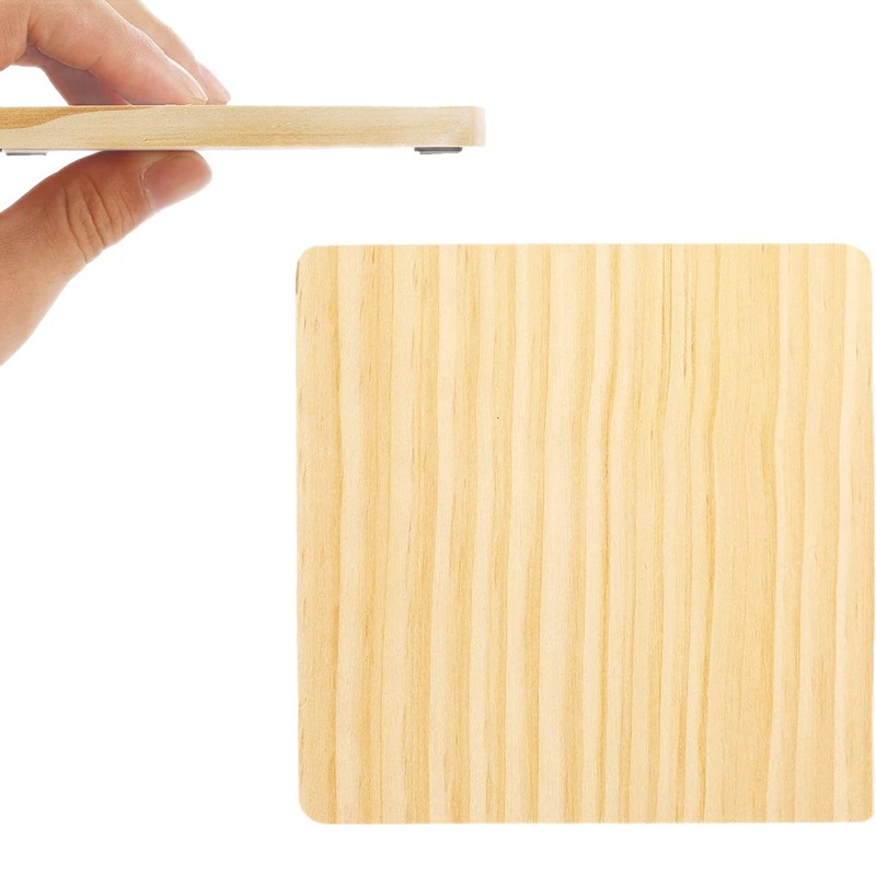 卸売りの木製の四角いお茶のコースターの子供のレストランの家庭用のコップの断熱マットのアイデアの手作りのdiy絵画の木の塊|undefined