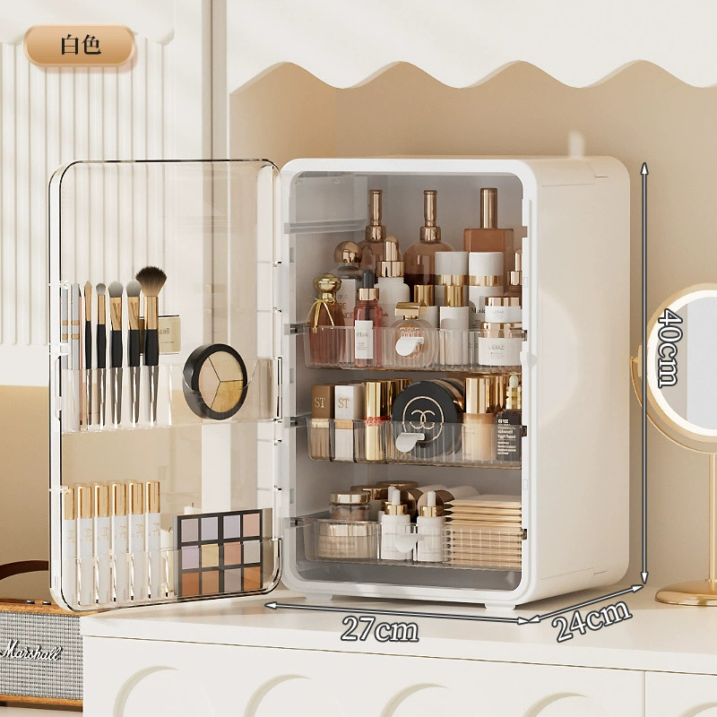 Storage system plastic dressing-table organizer, extra-large makeup box, capacious elegant design