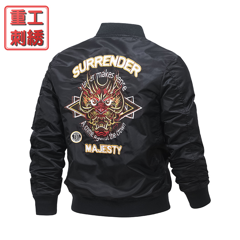 Trajes de béisbol de bordado pesado, chaqueta de cabeza de primavera y otoño, chaqueta de piloto de la Fuerza Aérea, chaqueta de locomotora de hombre