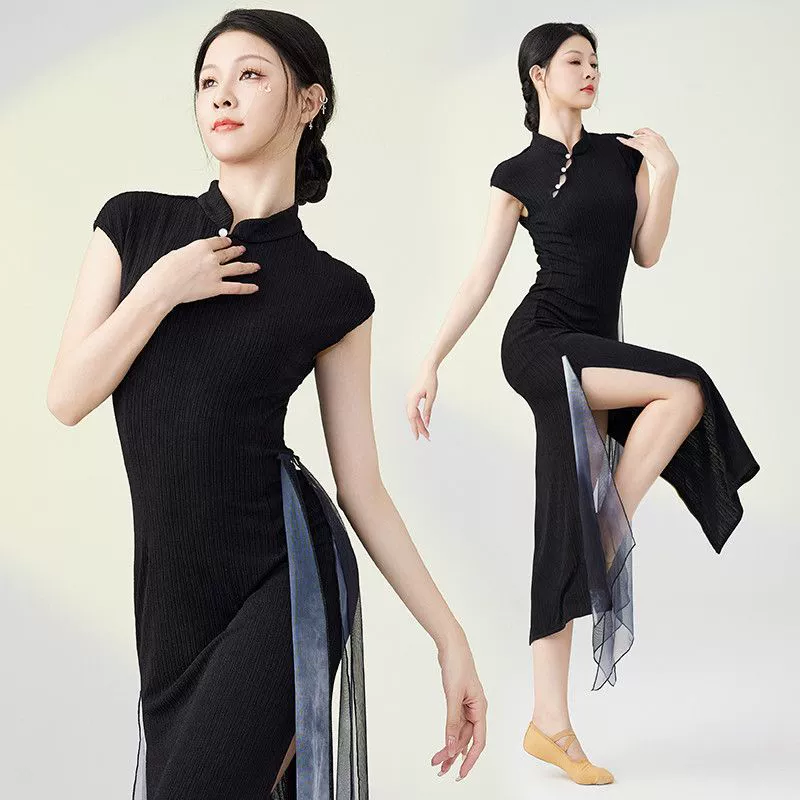 2025 новая одежда для выступлений, классическая танцевальная эластичная одежда в древнем стиле, одежда для джазовых танцев, Cheongsam, утягивающая танцевальная юбка Cheongsam