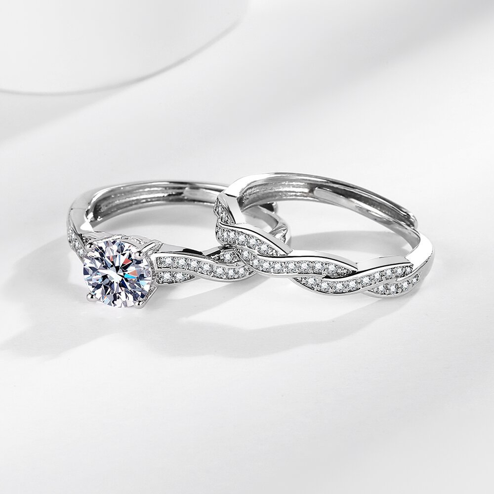 hot couple rings with adjustable opening diamond rings for men and women couple rings Couple rings_voghion.com