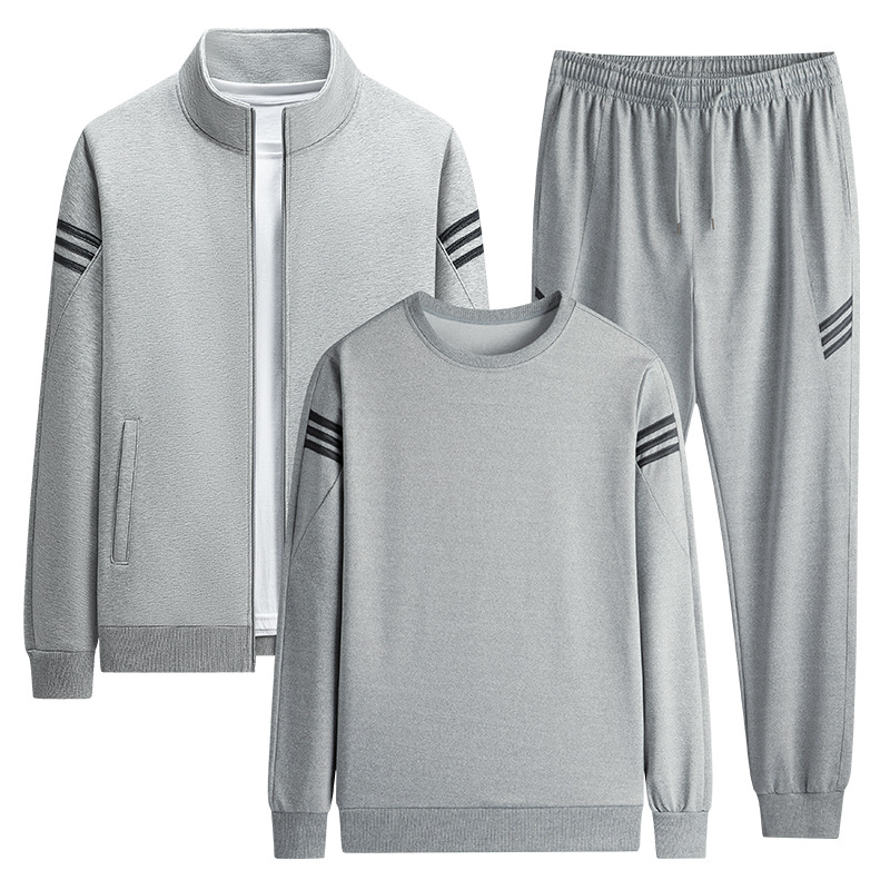 Traje deportivo de tres rayas para hombre, primavera y otoño, sudadera de otoño, conjunto informal de tres piezas de manga larga para correr, talla extra grande. image 9
