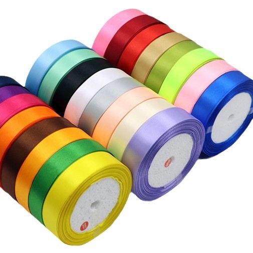 Cinta de Raso de Poliéster de 2CM*25Y, Cinta para Lazos, Cinta Floral para Regalos, Repostería, Embalaje, Bolsas de Mano, Color