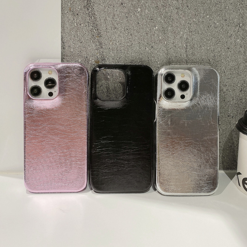 For Apple 15 mobile phone case iphone15promax high-level sense silver pleated mobile phone case 16 protective case 12