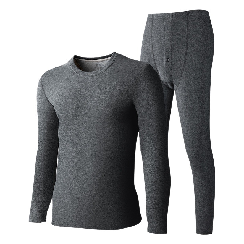 Meiya Bishan Cachemira de seda de otoño e invierno traje de ropa interior térmica camiseta de los hombres forrada de lana engrosada ropa de otoño pantalones largos