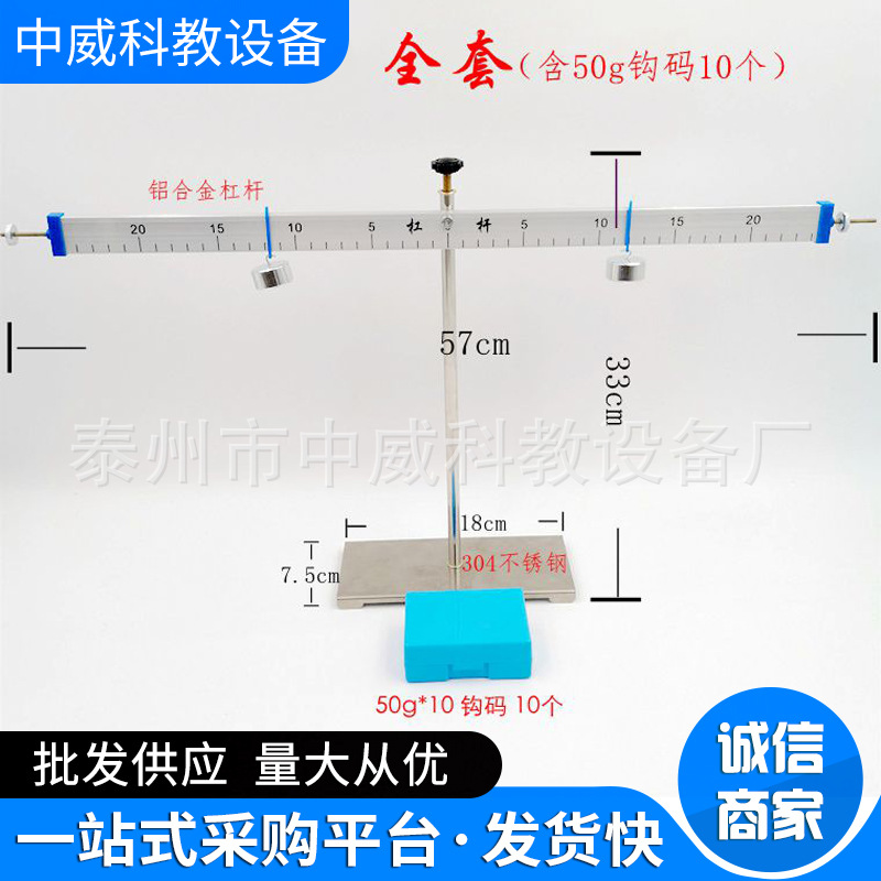 实验仪器 杠杆尺及支架 杠杆 含钩码 小学科学 物理力学 教学仪器