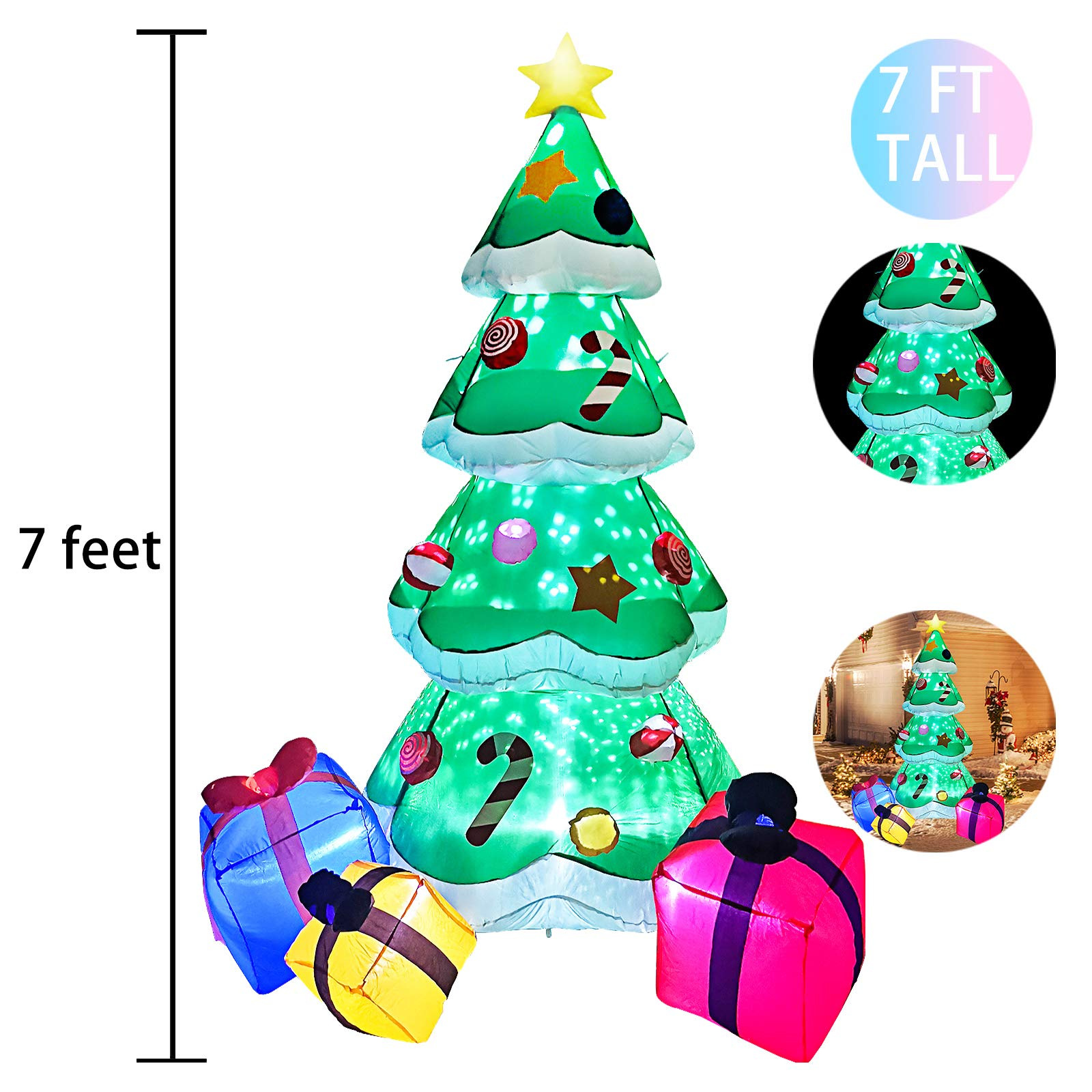 Cruz-frontera caliente 2,1 m luminoso árbol de Navidad inflable Navidad suministros de Navidad dulces muleta de regalo bolsa árbol