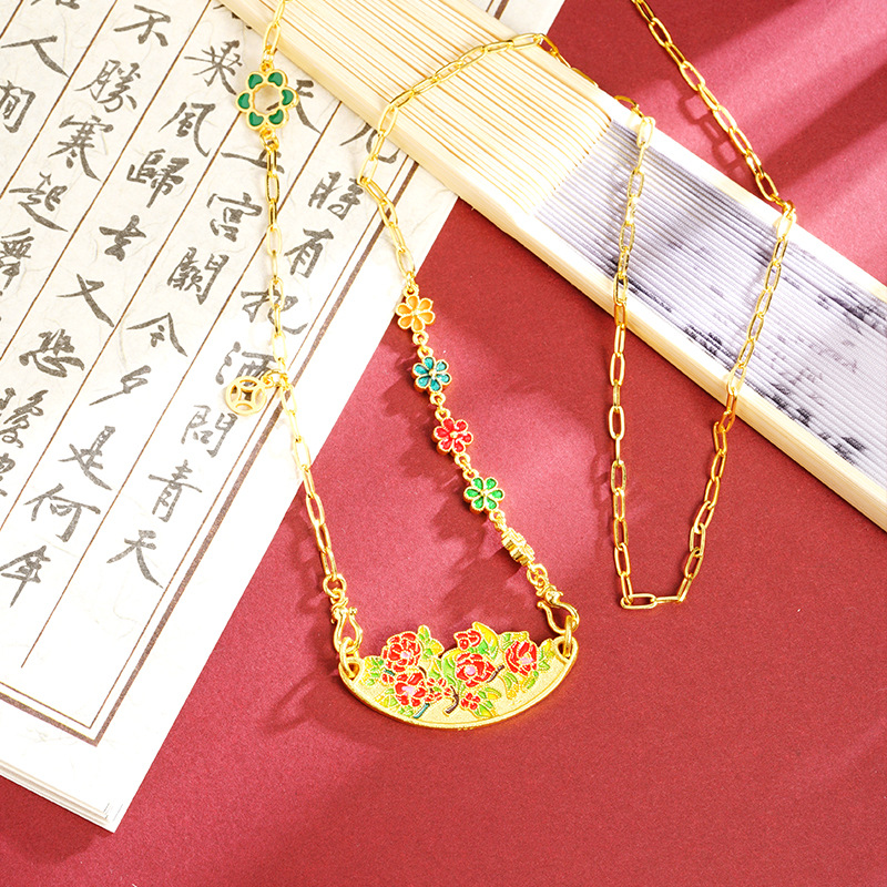 Nuevo collar de oro de arena vietnamita ligero de lujo camellia cadena de estilo de palacio mujer temperamento no se desvanece joyas