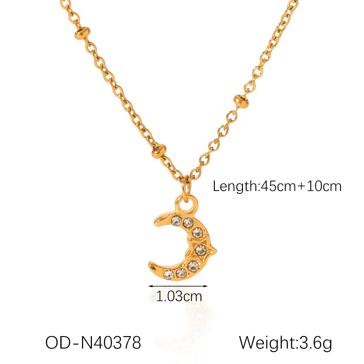 Holiday, Street Occasion Wholesale Jewelry Retro Classic Style Star Moon Water Droplets Titanium Steel 18K Gold Plated Cable Chain Pendant Necklace