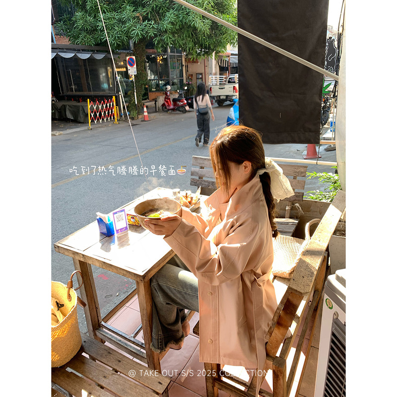 【白色相簿】早秋韩系风衣外套女短款英伦风立领收腰上衣|undefined