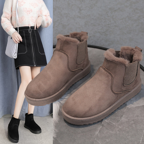 2025 Thickened and Fleece-lined Plus Size Winter Fashion Warm One-Piece Boots Cotton Shoes Women Snow Boots