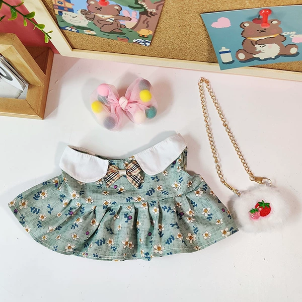 Bean green floral skirt three-piece set