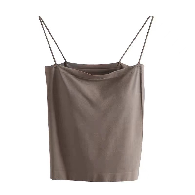 Ropa interior de seda de hielo sin costuras de verano Correa delgada inalámbrica almohadilla para el pecho de las niñas fija Copa desgaste exterior bottoming top de tubo de pecho envuelto para las mujeres