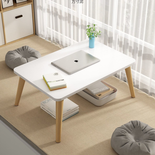 Walnut wood steel frame glass tabletop pet-friendly assembleable coffee table bay window living room bedroom home use mini minimalist small table