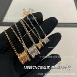 V金CNC高版本Bv弹簧项链女镀18k金大号迷你陶瓷锁骨链不掉色代发