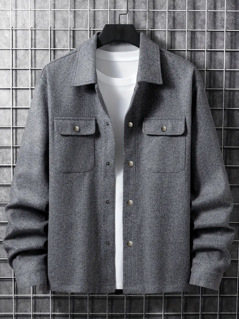 Denim Jacket Men Loose Fit Turn Down Collar Casual Outerwear_voghion.com