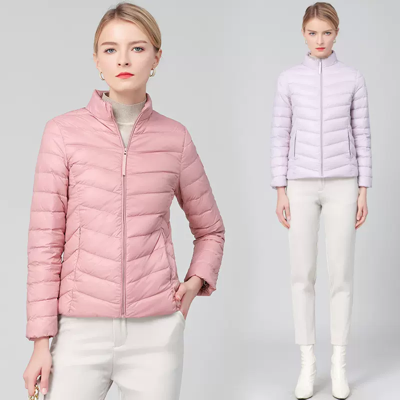 羽绒服女短款2025新款韩版潮时尚百搭轻薄鸭绒立领修身洋气外套