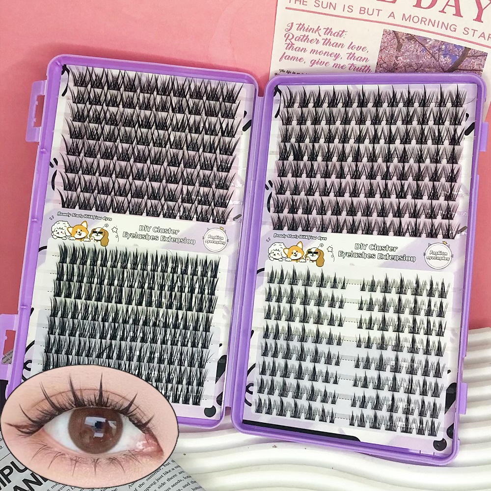 Serie de pestañas postizas transfronterizas Libro de pestañas de comercio exterior Pestañas postizas en inglés completas Pestañas postizas de gran capacidad, pelo segmentado de un solo racimo