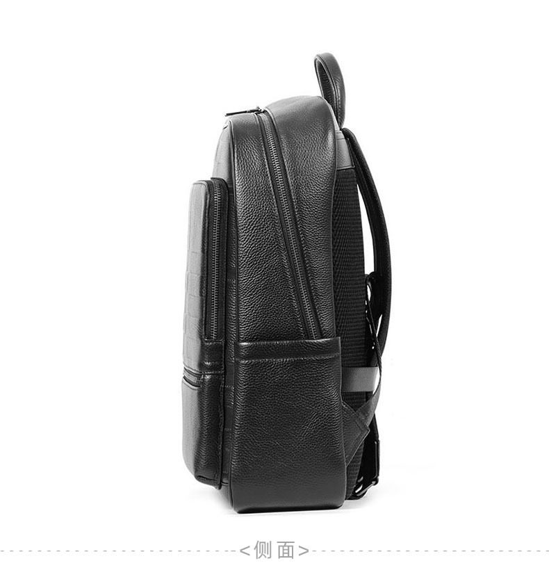 Ba lô nam da bò thật sức chứa lớn, ngăn laptop 16 inch, kiểu dáng sọc, dùng đi làm và du lịch — Màu đen chi tiết 12