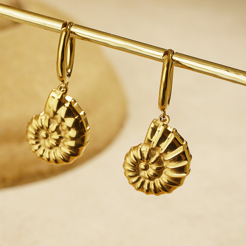 1 Pair Quantity 1 Pair Marine Style Simple Style Starfish Snails Shell Plating 304 Stainless Steel 18K Gold Plated Drop Earrings