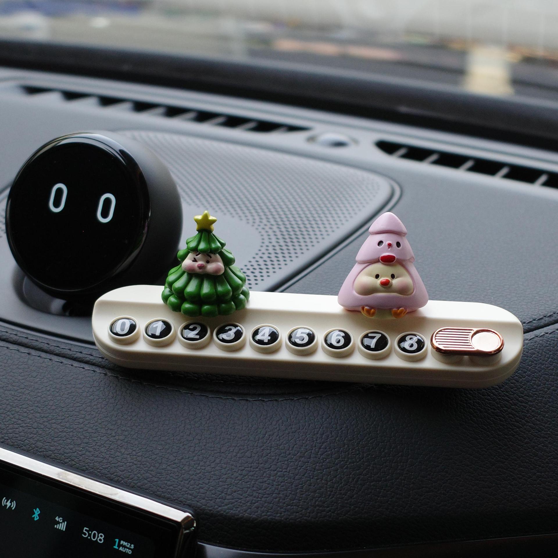 Placa de estacionamiento temporal de automóviles adorable automóvil avanzado tarjeta telefónica móvil árbol de Navidad de Navidad