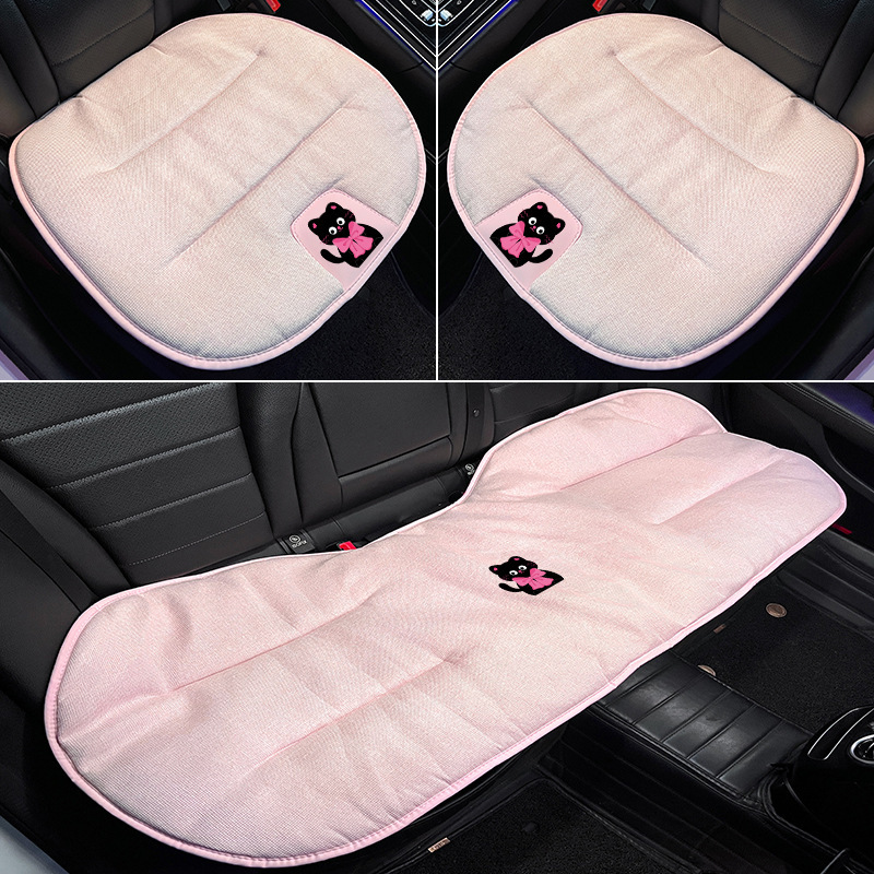 リネン車クッション夏通気アイスクッションレディース四季通用アニメかわいい車飾りシートカバー|undefined