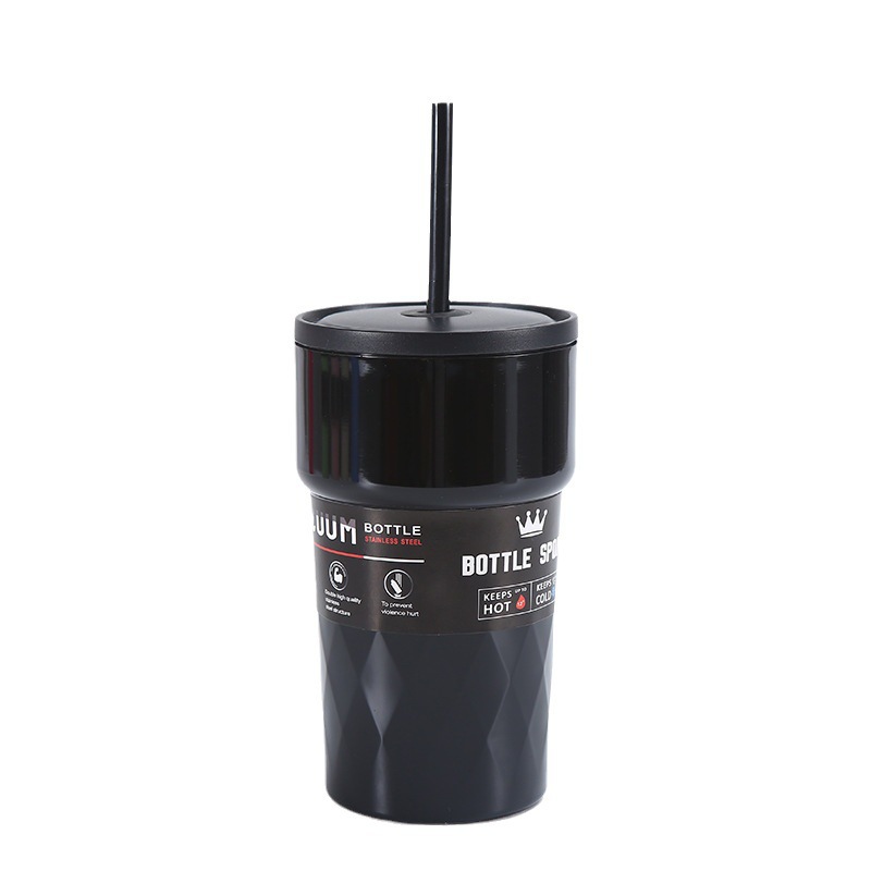 Transfronterizo nuevo 304 taza de vacío de acero inoxidable de alto aspecto taza de paja al aire libre conveniente calentador de hielo taza de coche